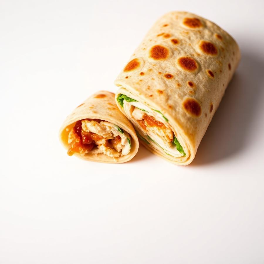 Chicken roll paratha sliced in half